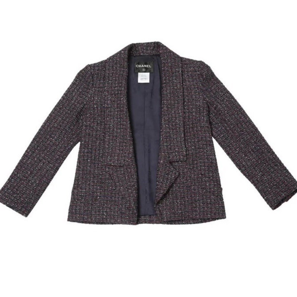 CHANEL Navy Tweed Blazer Jacket